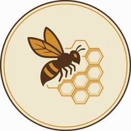 Gramps Bees logo — honeybee and honeycomb emblem